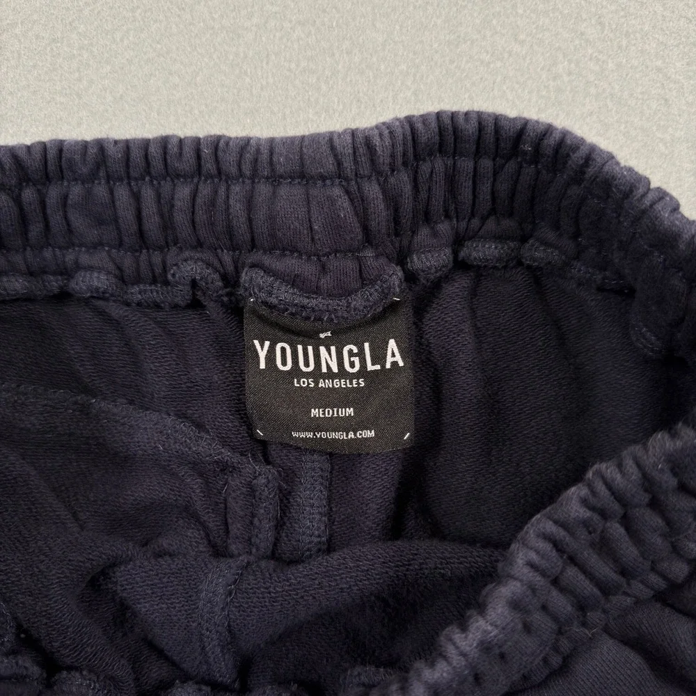 YOUNGLA Mens Navy Blue Tapered Joggers Sweatpants Medium Gym Wear